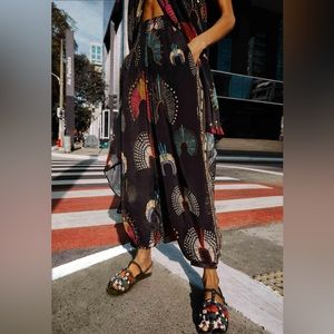 FARM Rio Black Track Pants with Multicolor Fan Print